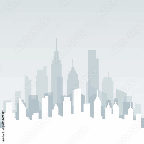 Modern Cityscape Silhouette at Dawn - Abstract Skyline with Tall Buildings
