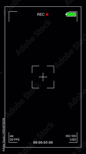 Wallpaper Mural Camera Recording Screen Overlay With Alpha Channel. Camcorder Video Camera Interface Display Black Background. Vertical Video Torontodigital.ca