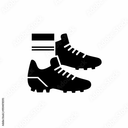 Minimalist Silhouette Soccer Shoes Pair with Socks Icon Symbol