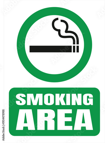 Wallpaper Mural Smoking area sign with green border and white text Torontodigital.ca