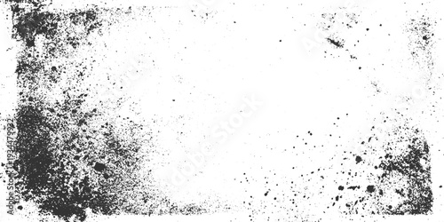 Black ink splatter texture on white background with grunge effect