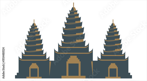 Ancient temple architecture in asia style Vector