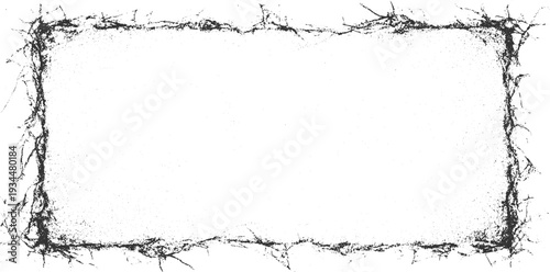 Rough textured black frame with scattered dots on white background border