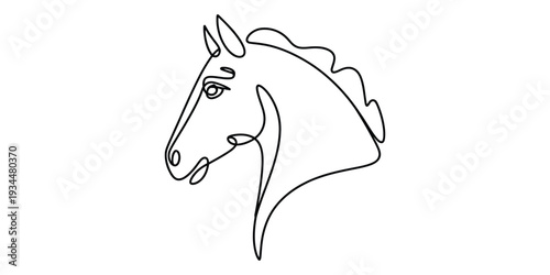 Minimalist continuous one line horse head drawing