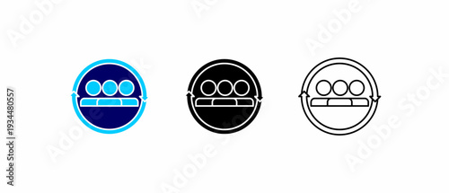 Team group badge and circle emblem icon in three visual formats.