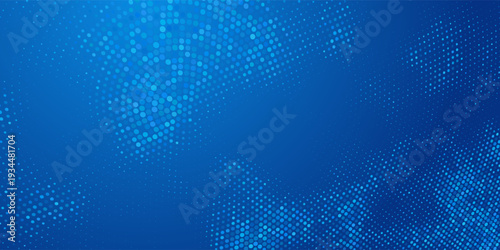 Glowing blue dotted texture. Abstract curved dot grid wallpaper. Circle halftone pattern background. Dark navy backdrop for technology, business, science, healthcare, medicine design. design eps10.