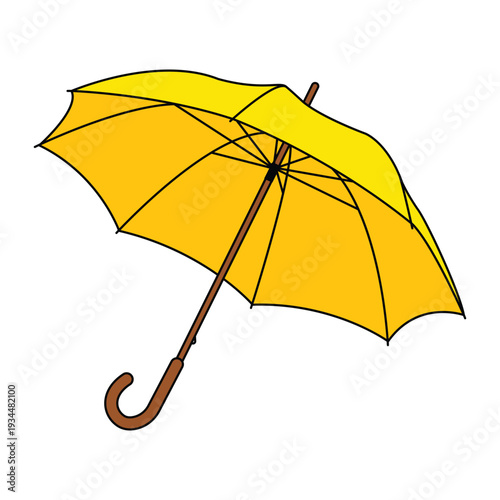 Yellow Umbrella illustration featuring an open umbrella in a simple graphic style