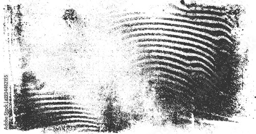 Black and white textured background with fingerprint pattern and scattered dots