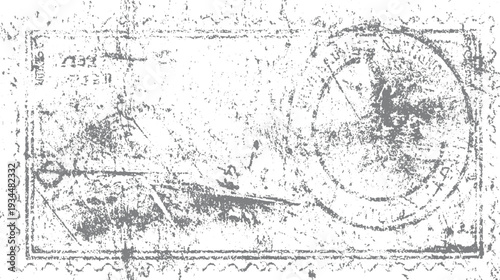 Distressed grey postage stamp with circular cancellation mark and textured surface white