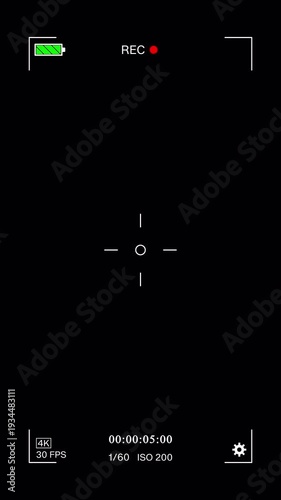 Wallpaper Mural Camera Recording Screen Overlay With Alpha Channel. Camcorder Video Camera Interface Display Black Background. Vertical Video Torontodigital.ca