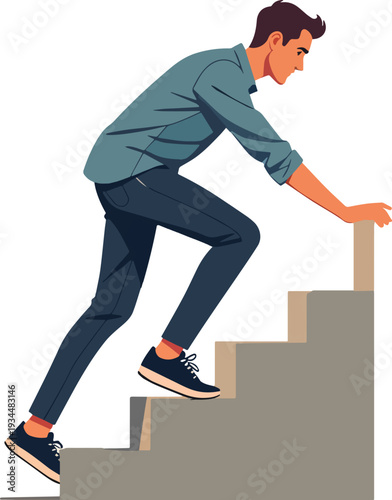 uomo che sale a fatica le scale vettoriale 