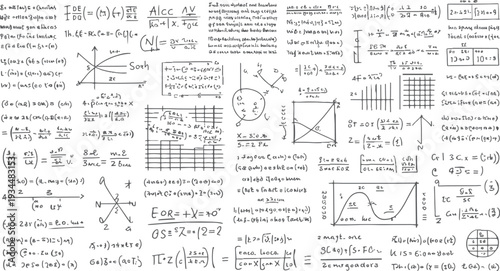 Handwritten mathematical equations and diagrams on a white background mathematics formulas graphs