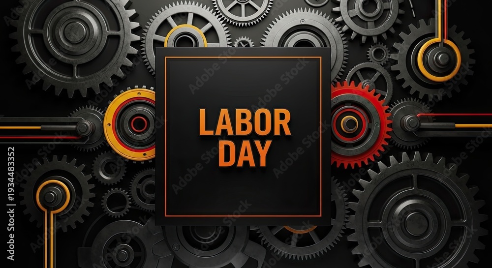 Fototapeta premium Labor day celebration background with gears and industrial theme