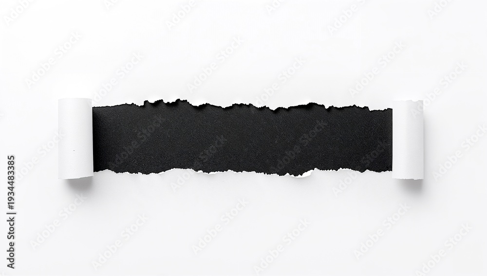 Obraz premium Horizontal Ripped Paper Border – Torn Edge Strip, Textured Grunge Element