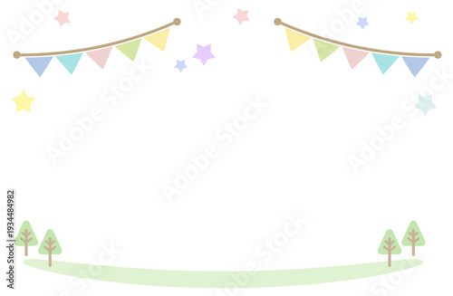 カラフルなフラッグの背景フレーム