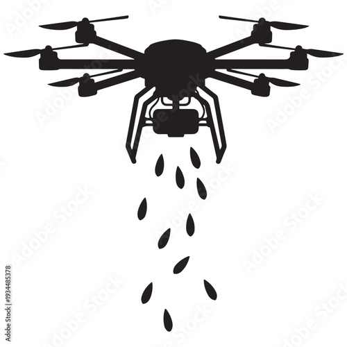 Reforestation Drone Dropping Seed Pods — Aerial Tree-Planting Silhouette For Forest Restoration And Scaled Afforestation