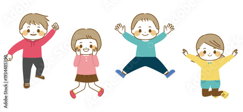 笑顔でジャンプする子どもたち