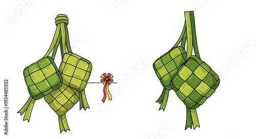 Ketupat traditional Malaysian rice dumplings wrapped in woven leaves