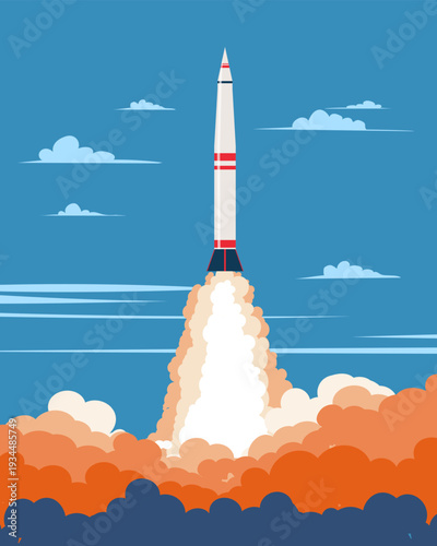 Ballistic missile launching rocket. Vector illustration