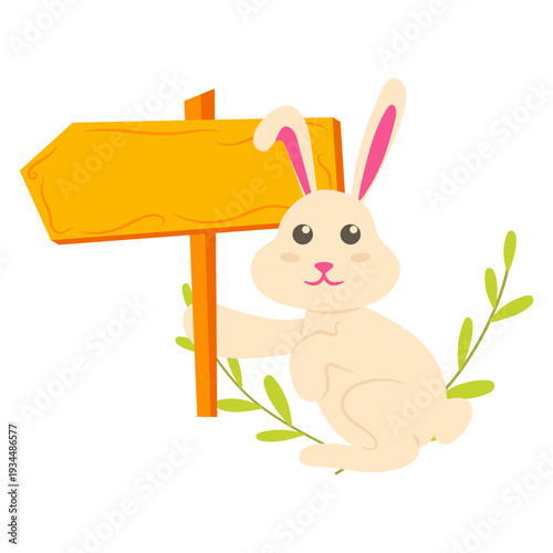 Rabbit Holding Blank Sign