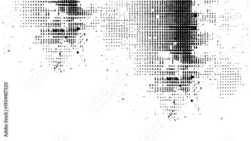 Retro Halftone Dots Grunge Pattern. Monochrome Halftone Distress Texture