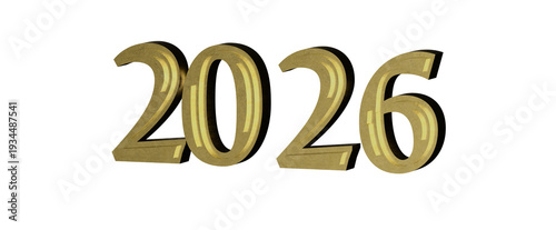 2026 in golden 3D numbers o...