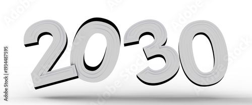 3D render of the year 2030, a graphic representing the future, ideal for forward-looking concepts and design projects.