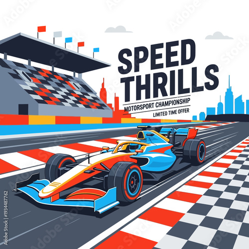 Formula 1 Race Car Speeds Down Track During Motorsport Championship