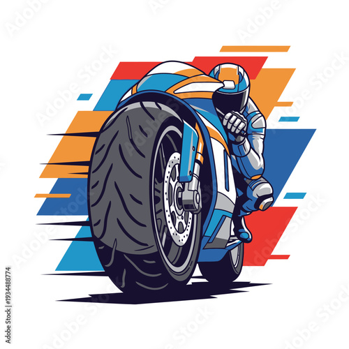 Motorcycle Racer Speeding Fast on Track with Motion Blur Effect