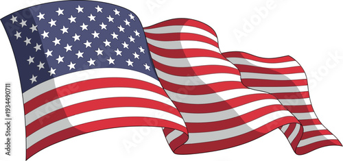 Waving American flag graphic displays patriotic national pride vividly.