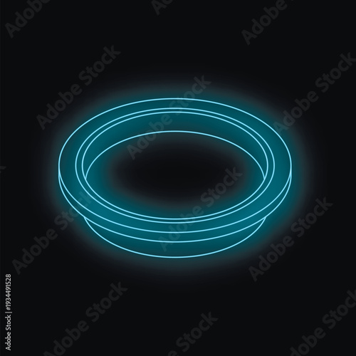 Futuristic neon circle glowing on dark background, creating a portal effect, ideal for technology and innovation concepts