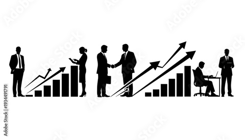 Business Professionals Analyzing Growth Charts and Statistics.