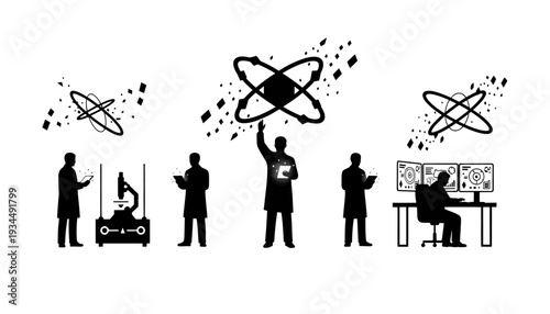 Scientists working together on space exploration project.