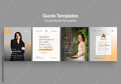 Quote Post Template Set, Motivational Quote & Testimonial Social Media Template