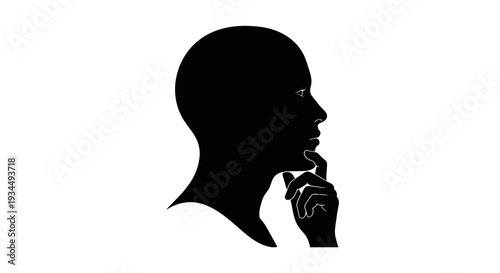 Black silhouette of a thinking man.