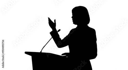 Woman Speaking at a Podium Silhouette.