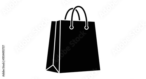 Black Shopping Paper Handbag Icon.