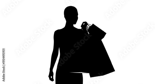 Woman Holding Shopping Bags Silhouette.