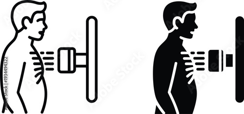 Chest X-ray scan icon set vector