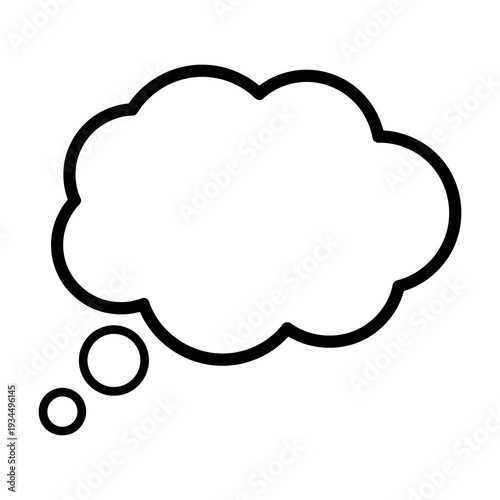 A simple black and white illustration of a thought bubble