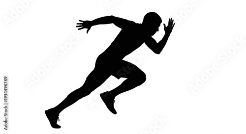 Man Running Sprinting Silhouette Black.