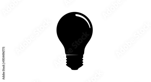 Black Light Bulb Silhouette Icon.
