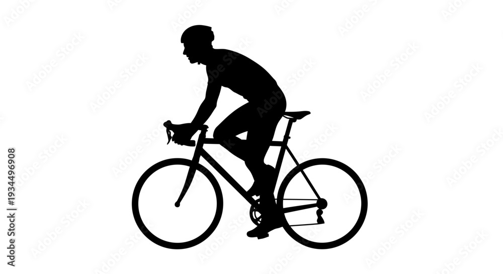 Fototapeta premium Man Riding a Bicycle Silhouette Profile.