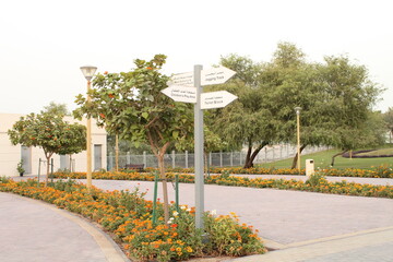 road signs in the park