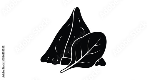 A striking black silhouette depicts a curled up cat resting peacefully amongst lush overlapping leaves silhouette high quality professional