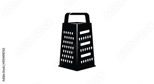 A stark black silhouette of a box grater showcasing its functional design and culinary utility silhouette high quality