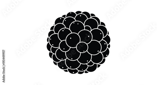 A captivating arrangement of overlapping black circles creates a floral like form against a stark white background silhouette