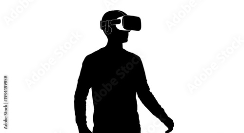 Man Wearing Virtual Reality Headset.