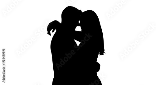 Silhouette of couple kissing each other.
