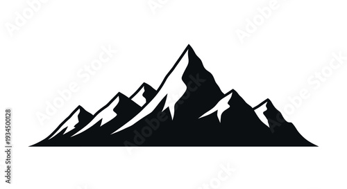 Mountain Range Peaks Silhouette Graphic.
